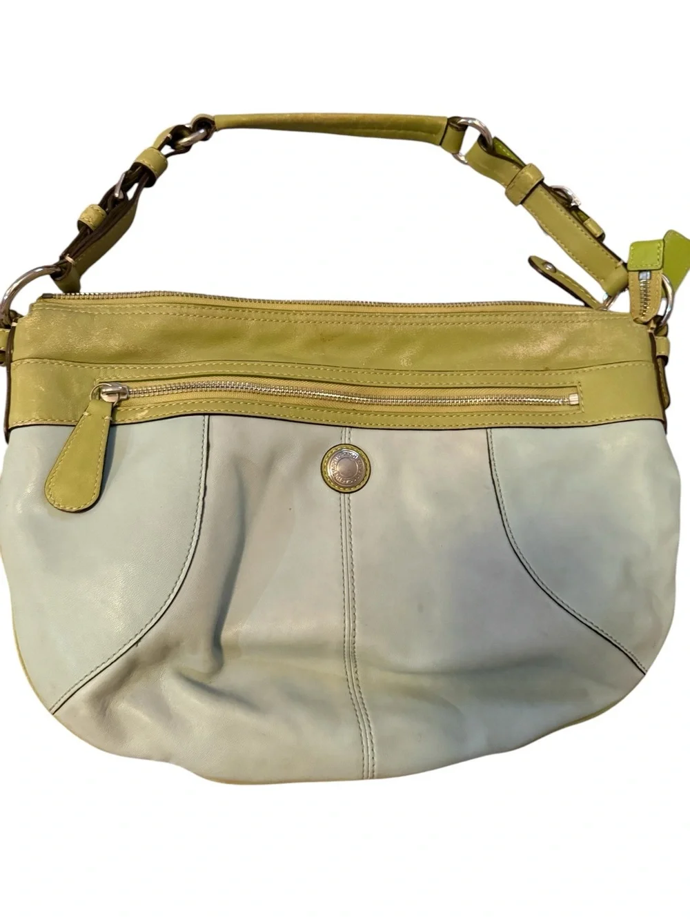 COACH Laura two-Tone green Leather Hobo Shoulder Bag